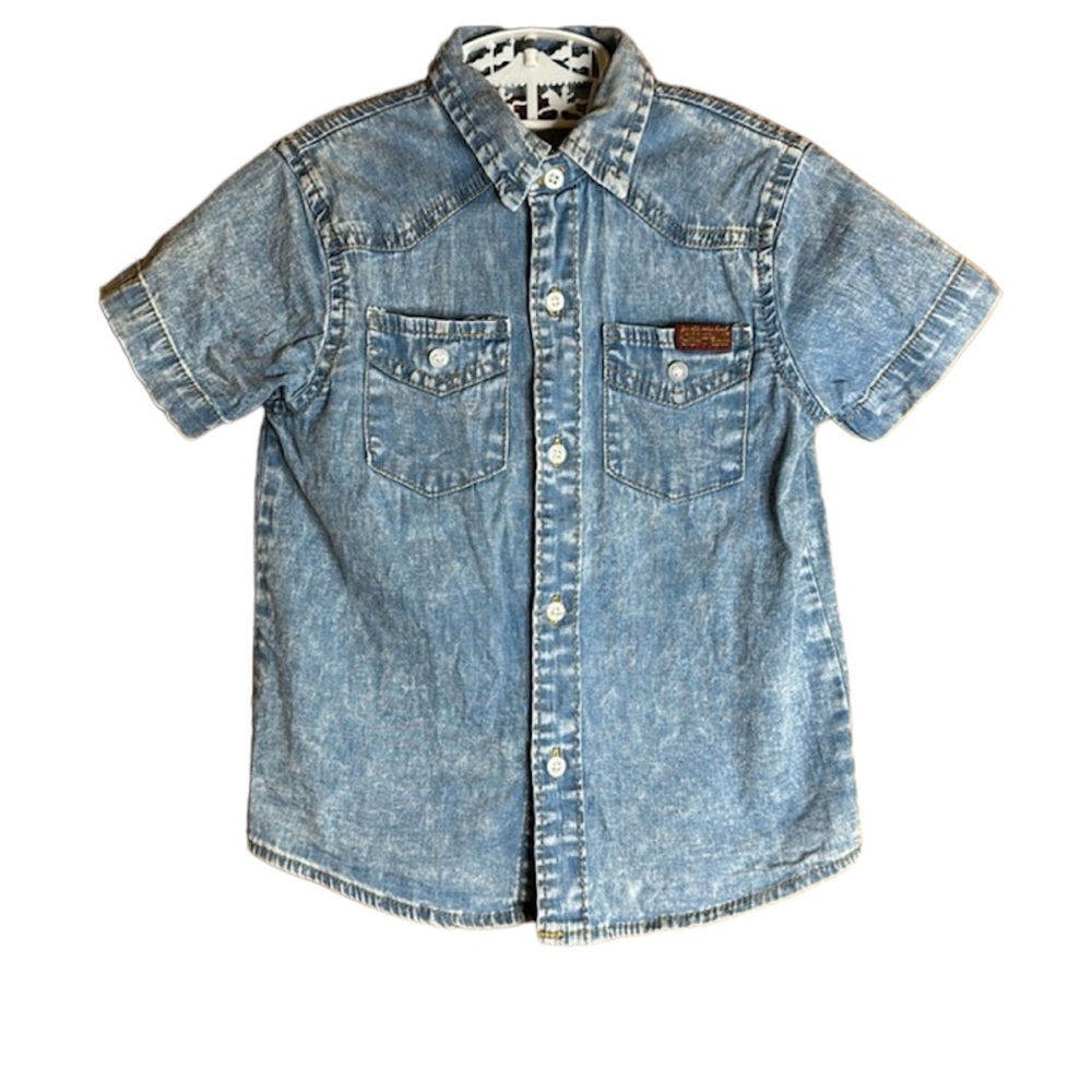 7 For All Mankind Denim Button Down Collared Shirt with Chest Pockets